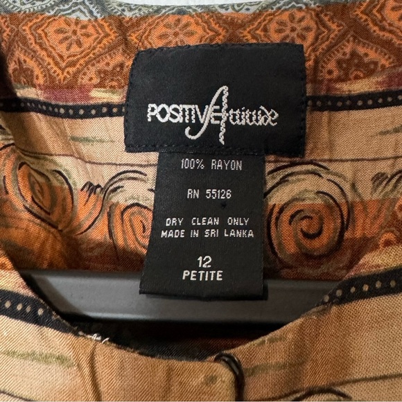 Vintage Positive Attitude Brown and Tan Midi Dress Size 12 - Picture 4 of 13